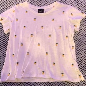 White T-Shirt with Yellow Pineapples
